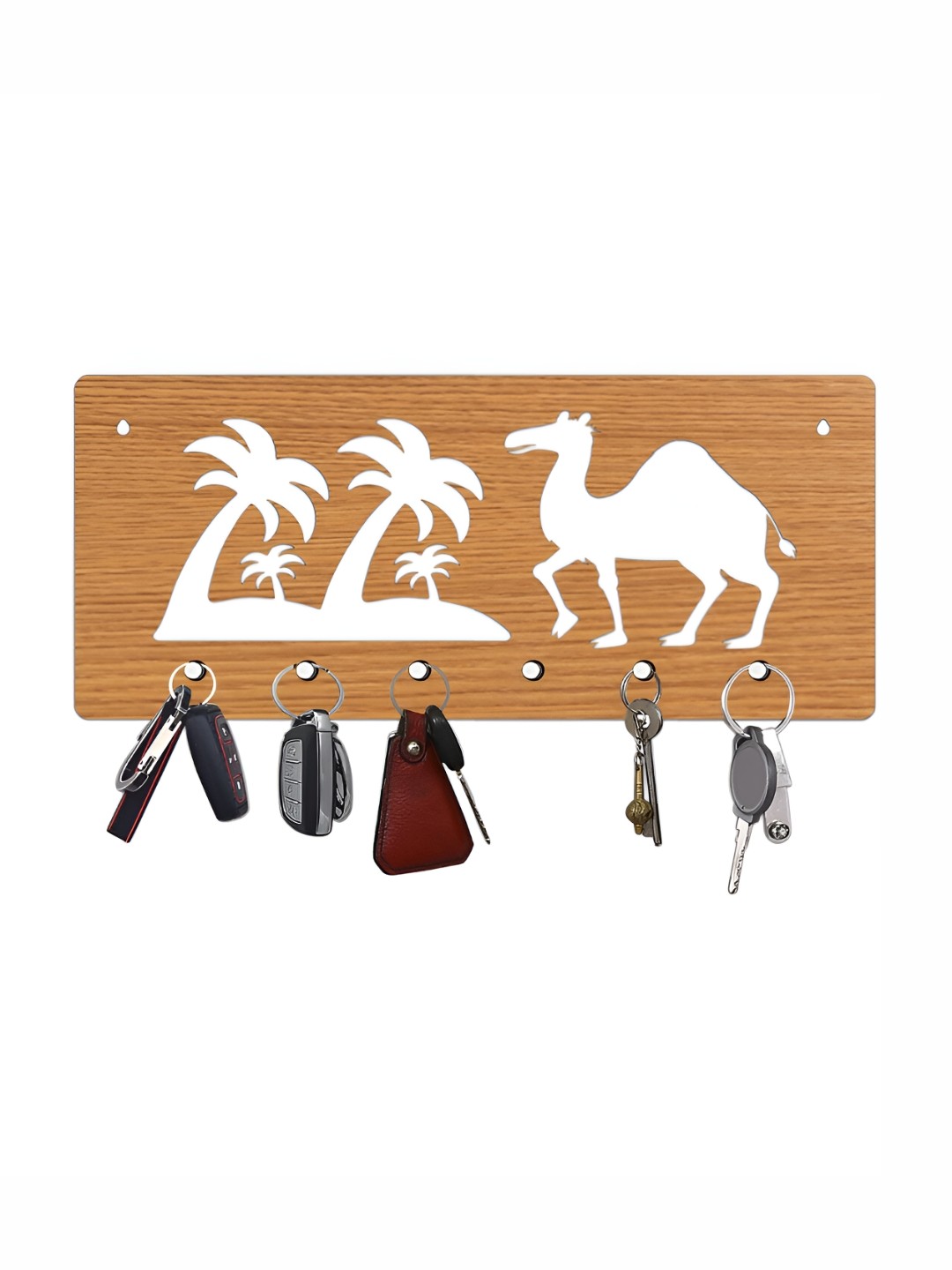 

CVANU Brown Patterned Wooden Key Holders