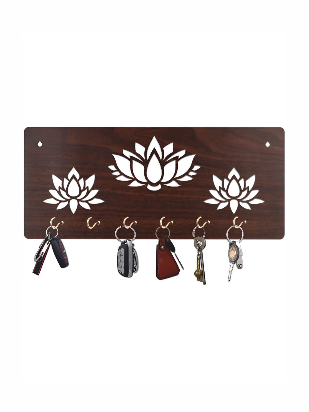 

CVANU Brown Patterned Wooden Key Holders