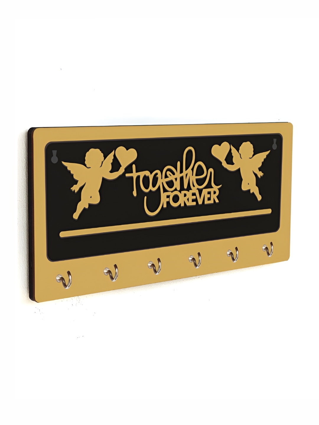 CVANU Beige & Black Patterned Wooden Key Holders