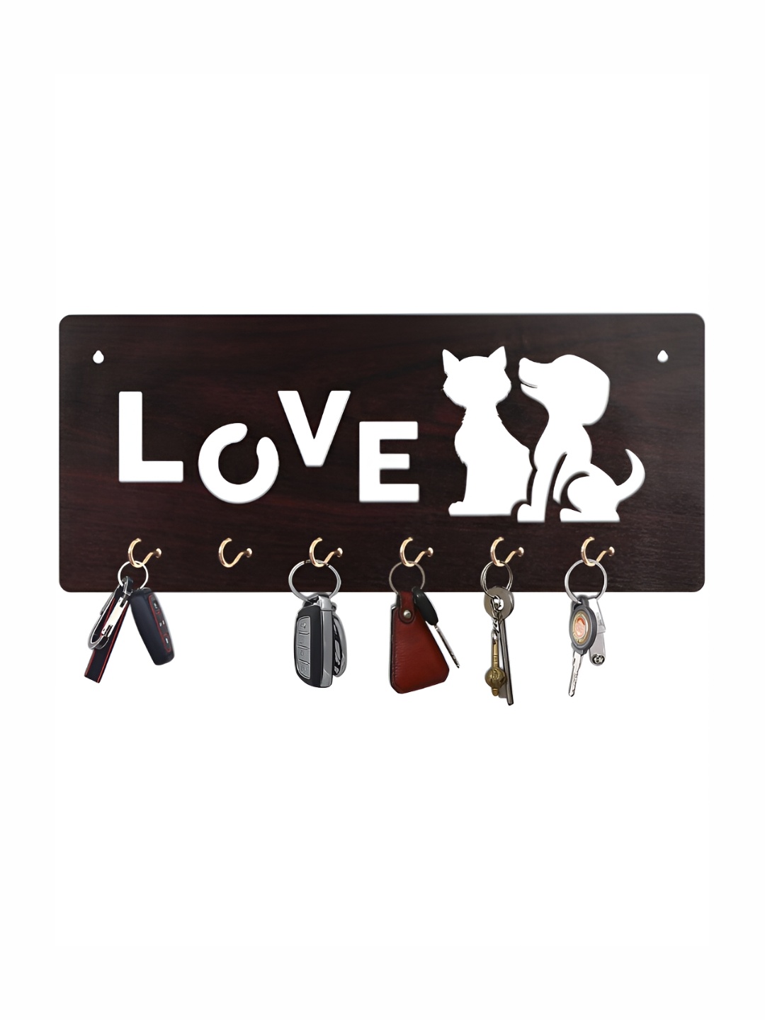 

CVANU Brown Patterned Wooden Key Holders