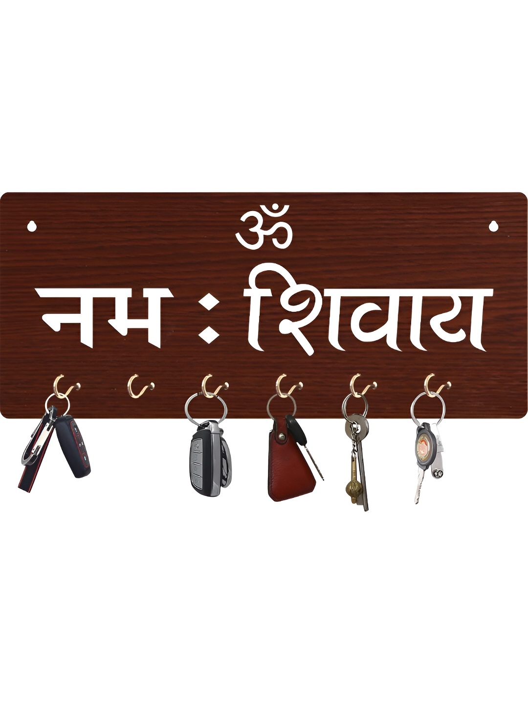 CVANU Brown Patterned Wooden Key Holders