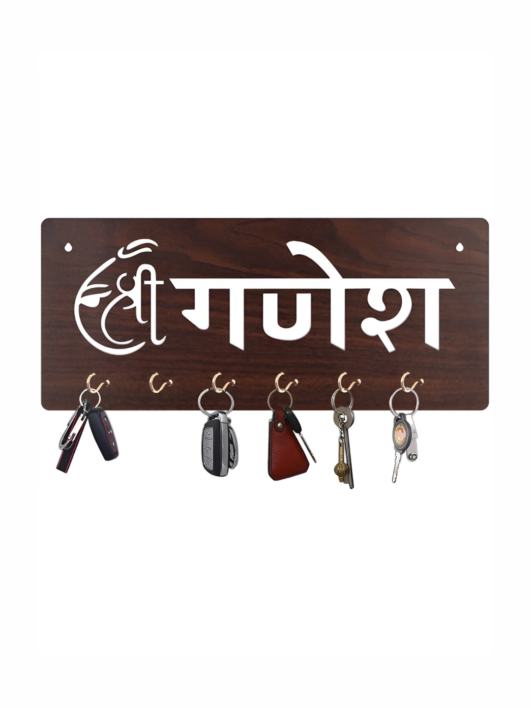 

CVANU Brown Patterned Wooden Key Holders