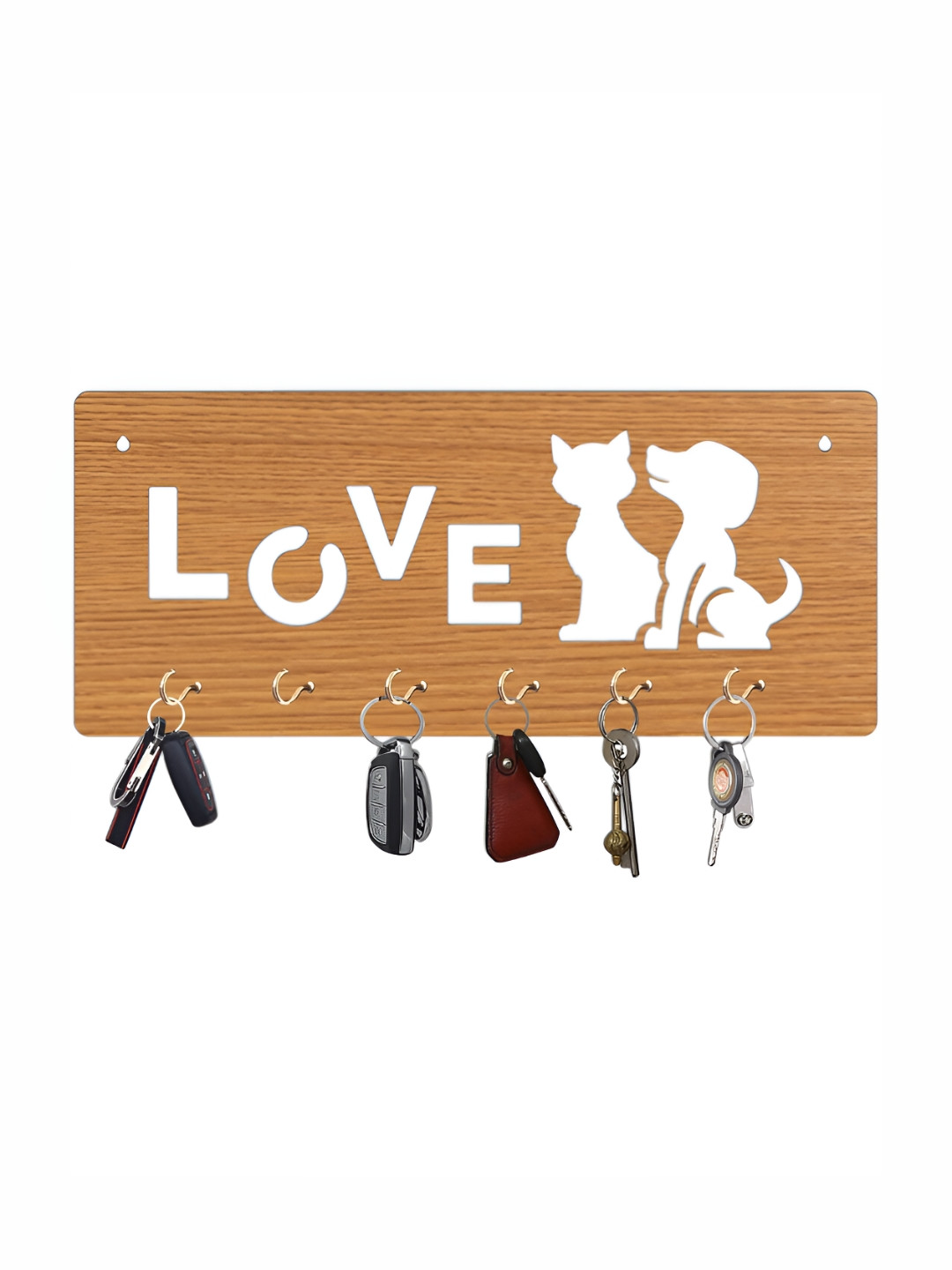 

CVANU Brown Patterned Wooden Key Holders
