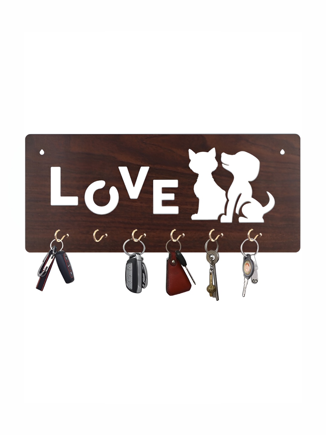 

CVANU Brown Patterned Wooden Key Holders