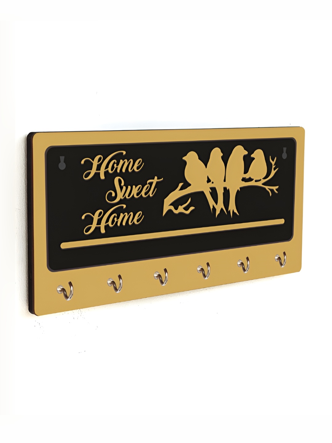 

CVANU Beige & Black Patterned Wooden Key Holders