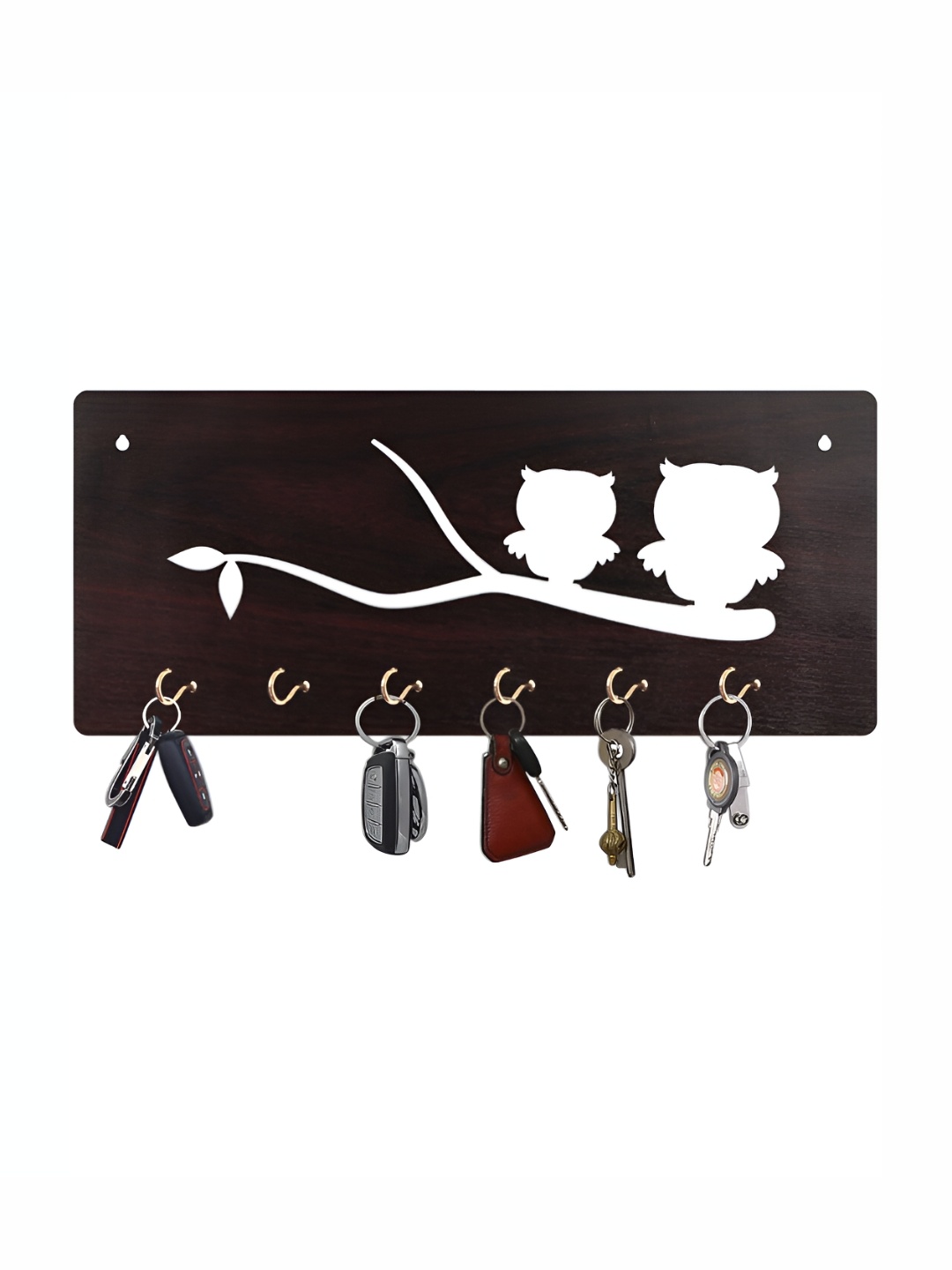 

CVANU Brown Patterned Wooden Key Holders