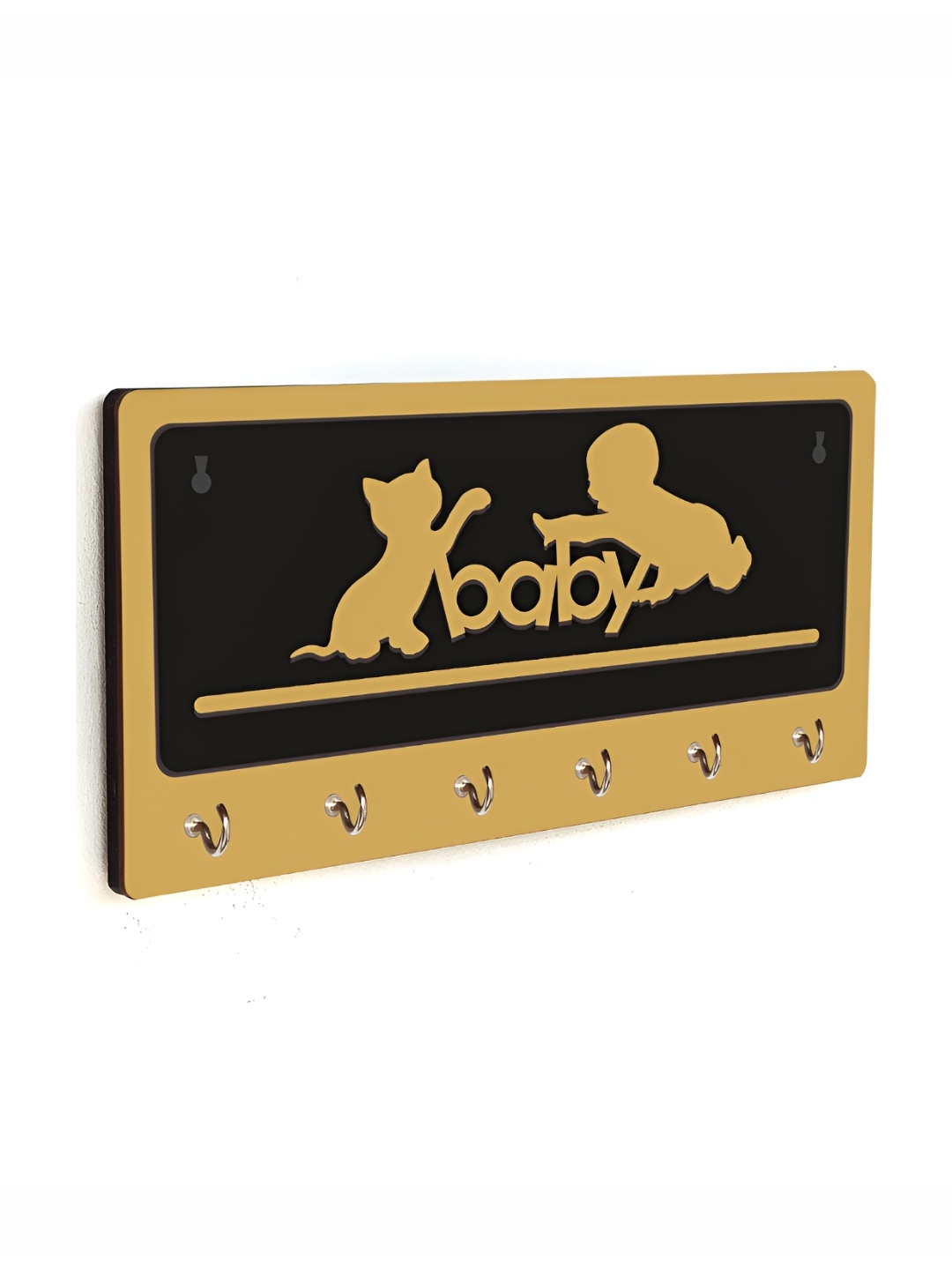 

CVANU Beige & Black Patterned Wooden Key Holders