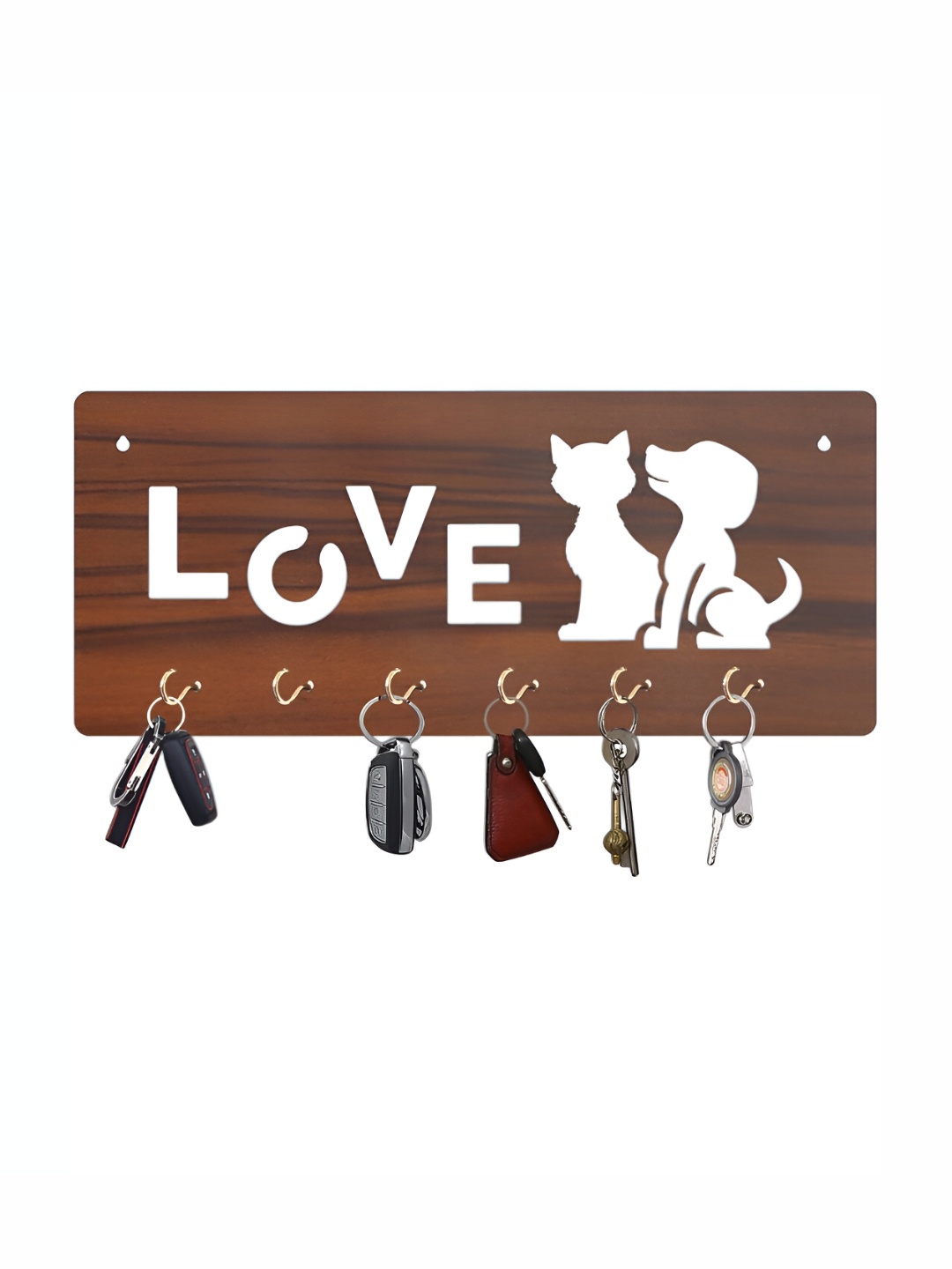 

CVANU Brown Patterned Wooden Key Holders