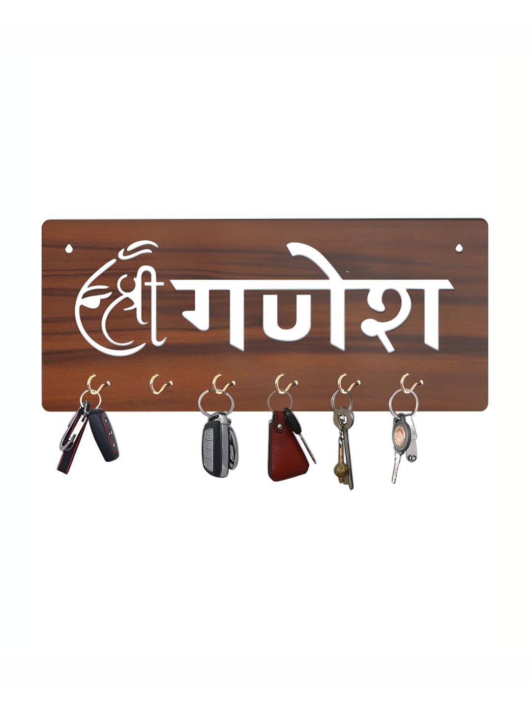 

CVANU Brown Patterned Wooden Key Holders
