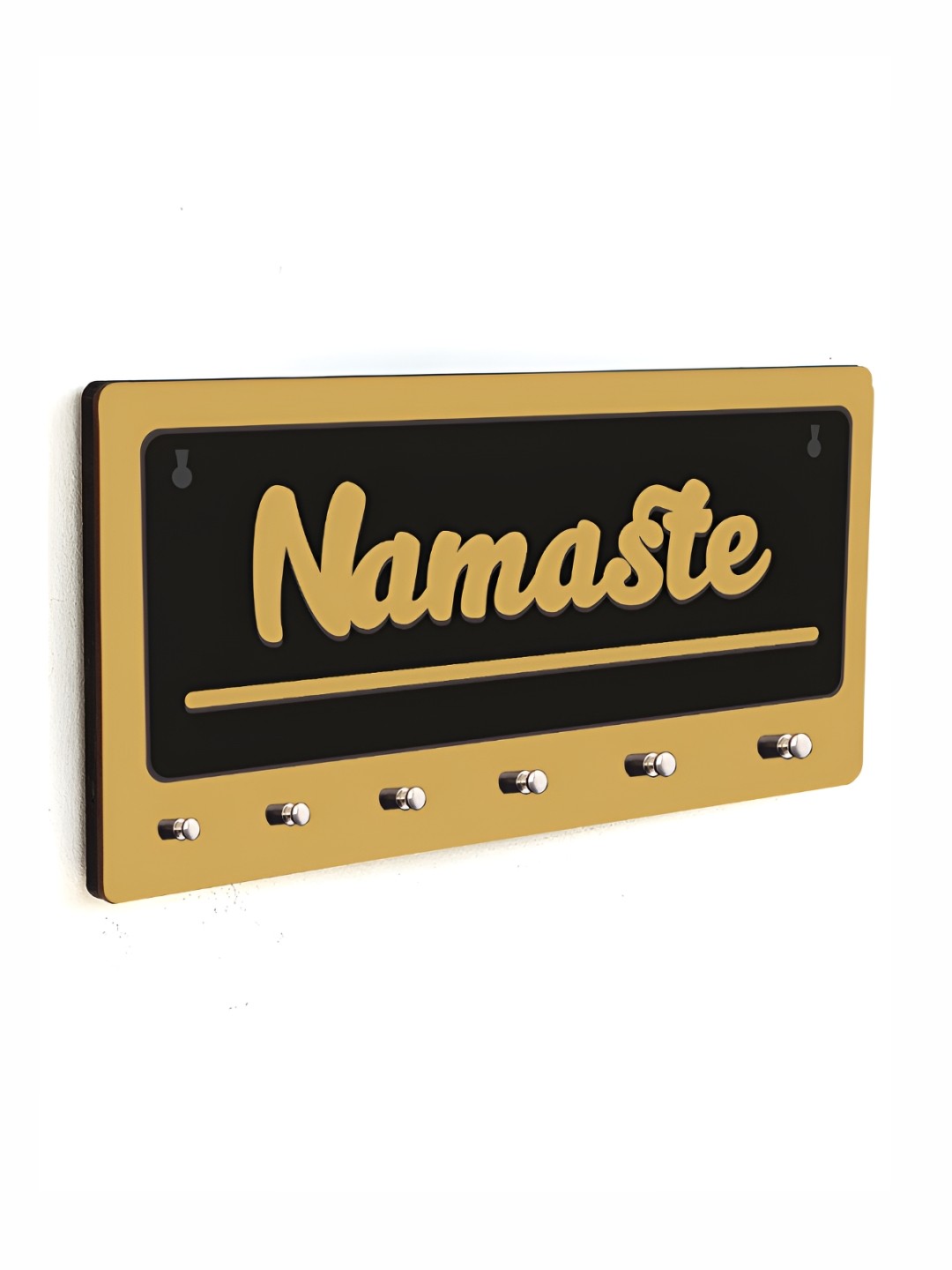 

CVANU Beige & Black Patterned Wooden Key Holders
