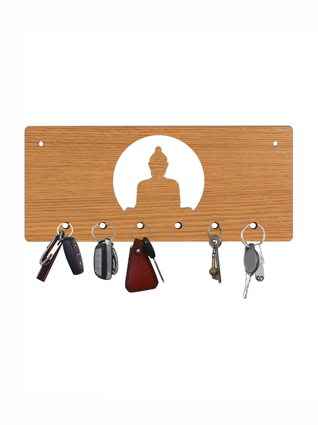 

CVANU Brown & White Patterned Wooden Key Holders