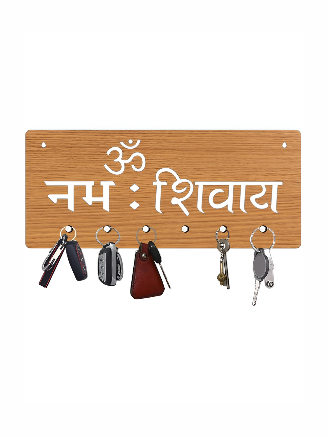 

CVANU Brown & White Patterned Wooden Key Holders