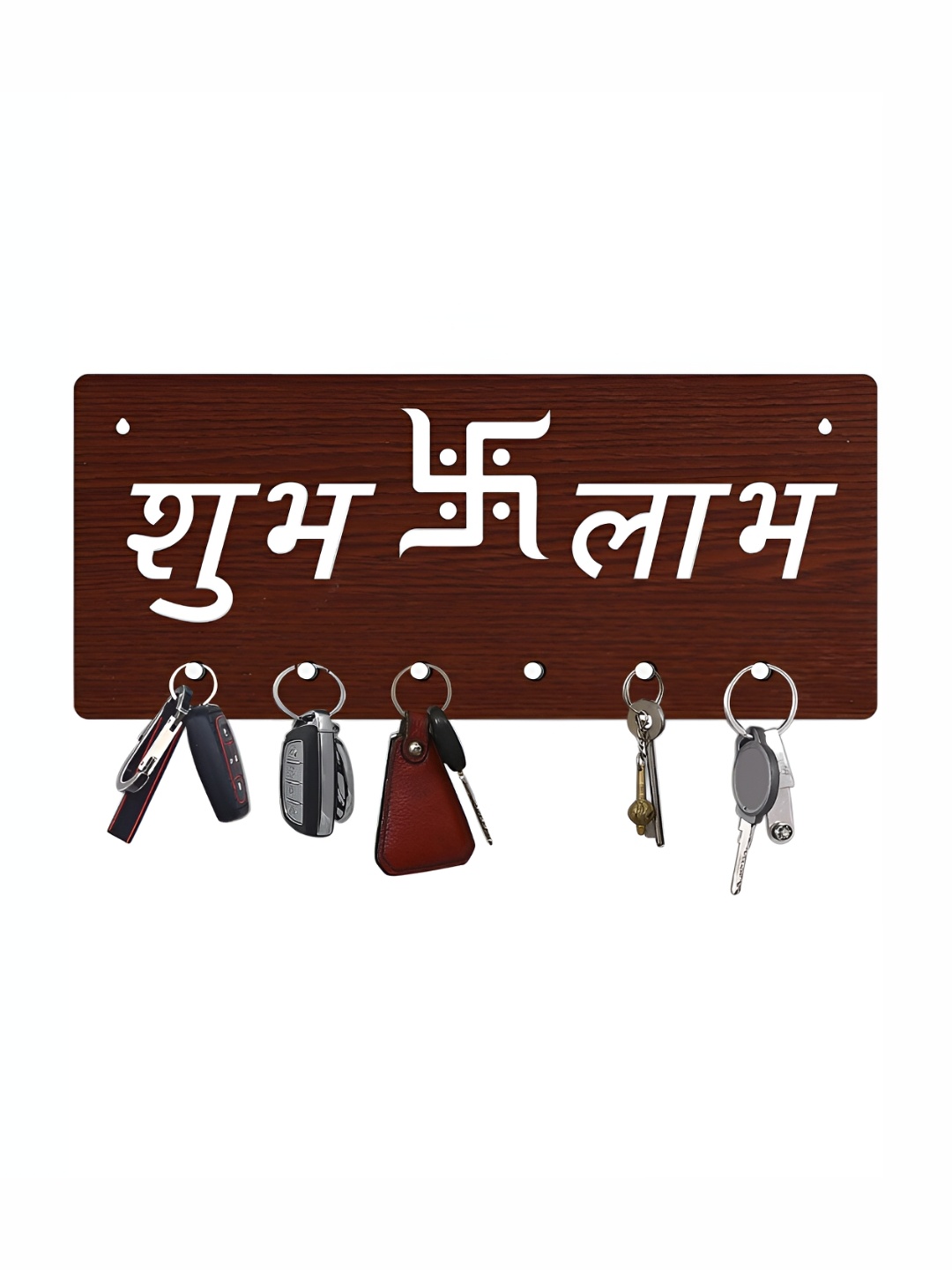 

CVANU Brown & White Patterned Wooden Key Holders