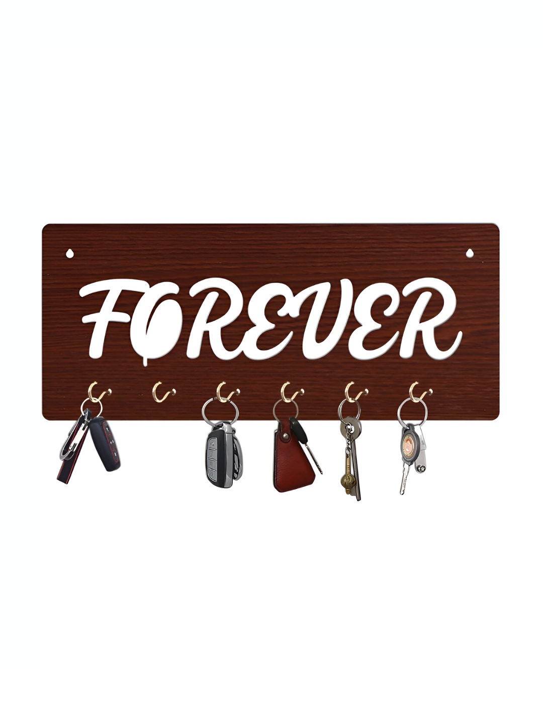 

CVANU Brown & White Patterned Wooden Key Holders