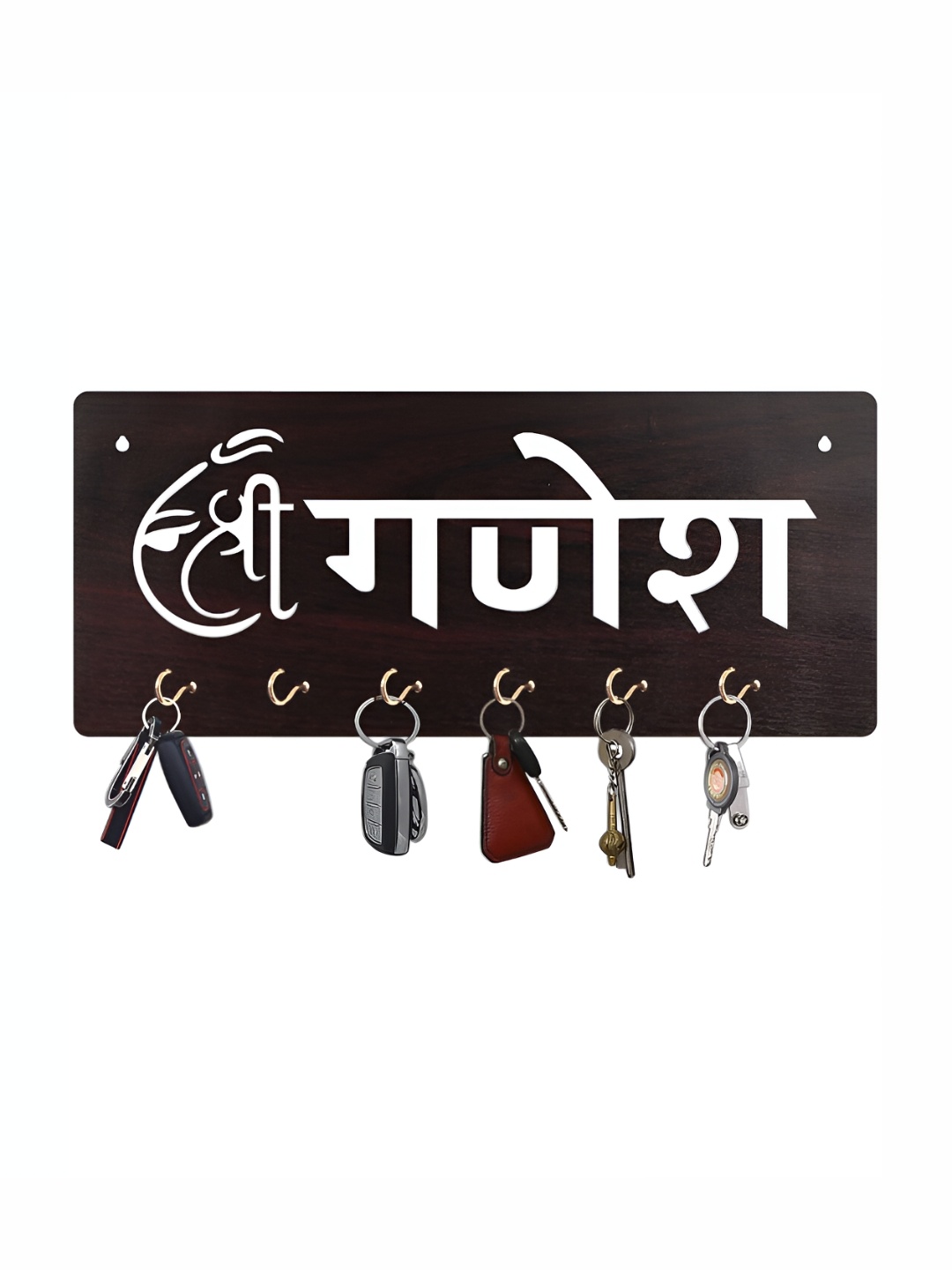 

CVANU Brown & White Patterned Wooden Key Holders