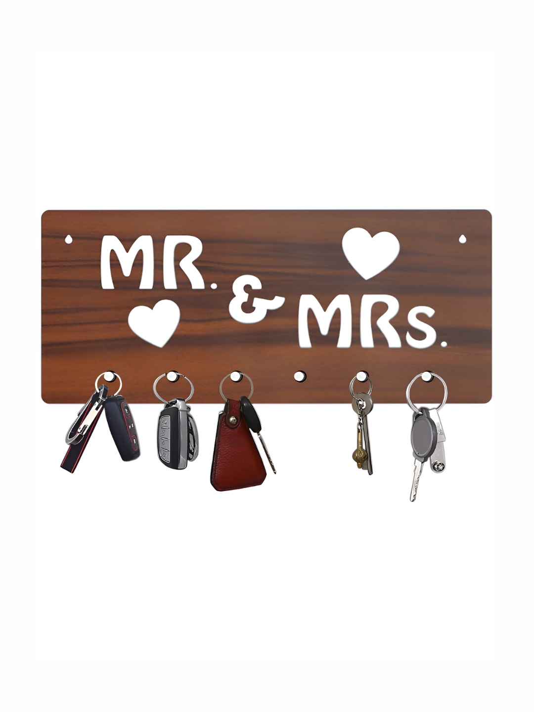 CVANU Brown & White Patterned Wooden Key Holders
