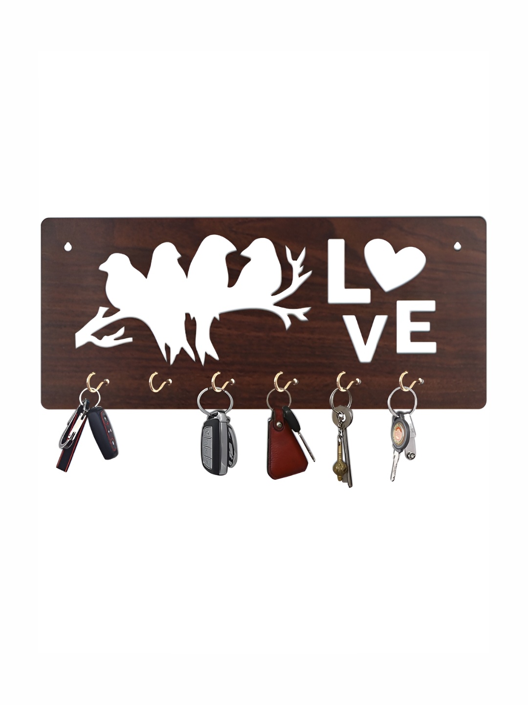 

CVANU Brown & White Patterned Wooden Key Holders
