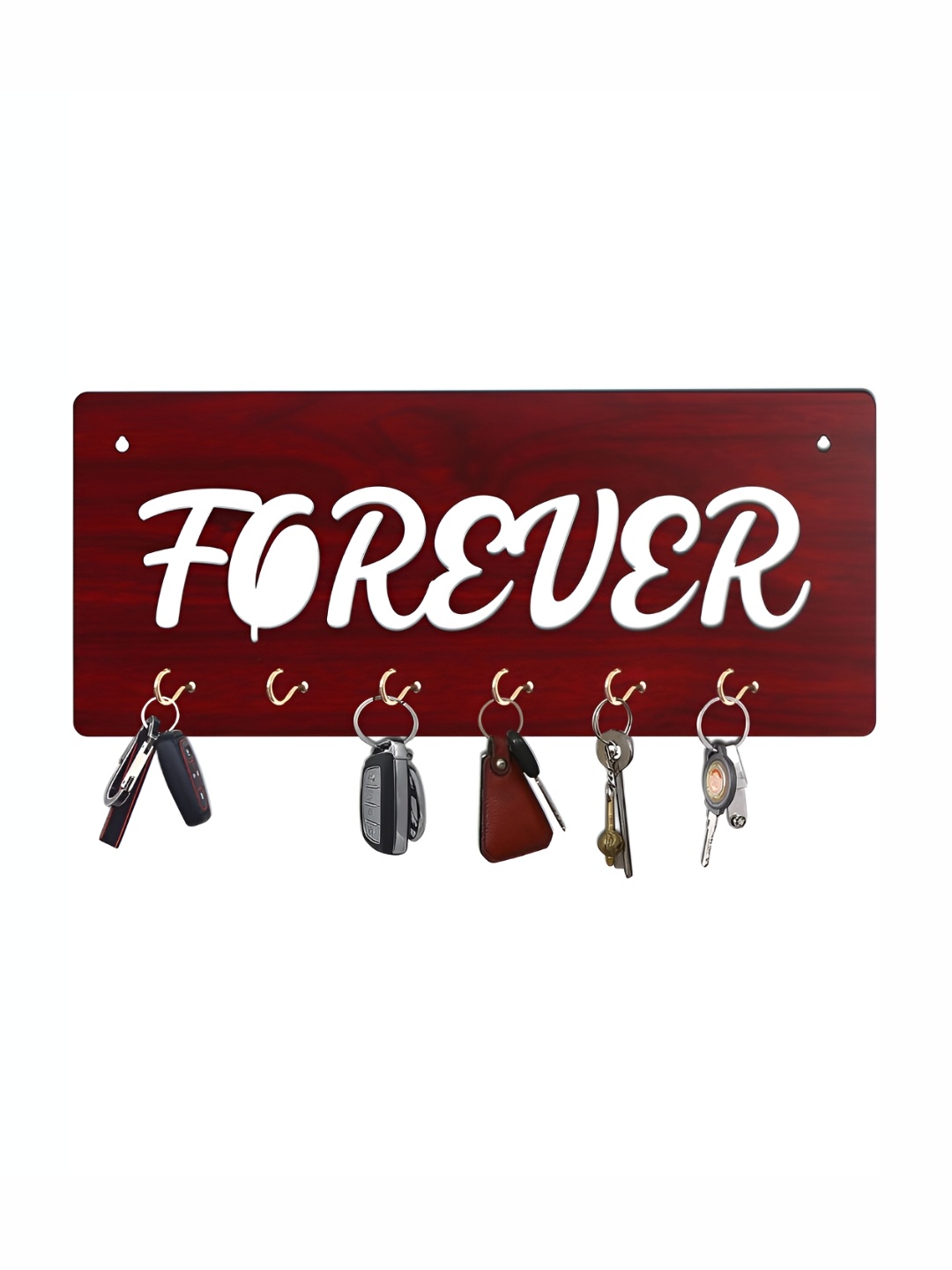 

CVANU Brown & White Patterned Wooden Key Holders