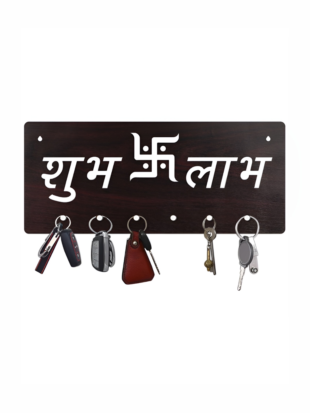 CVANU Brown & White Patterned Wooden Key Holders