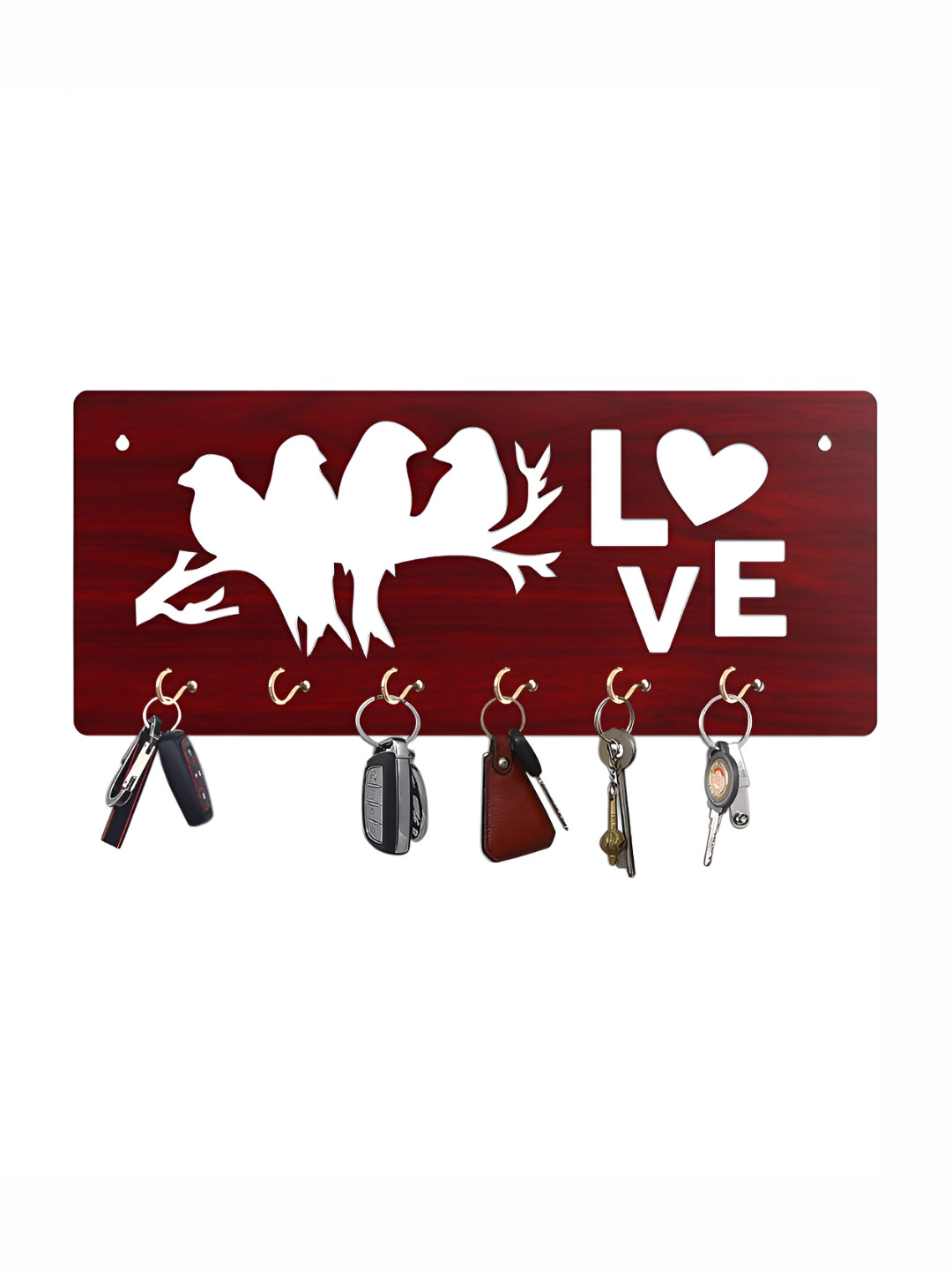 

CVANU Brown & White Patterned Wooden Key Holders