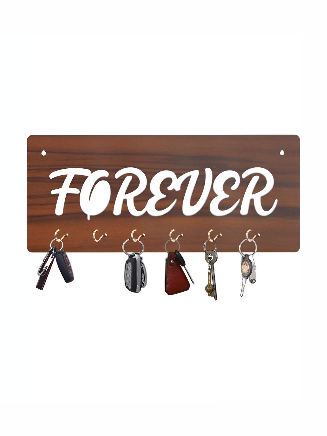 

CVANU Brown & White Patterned Wooden Key Holders