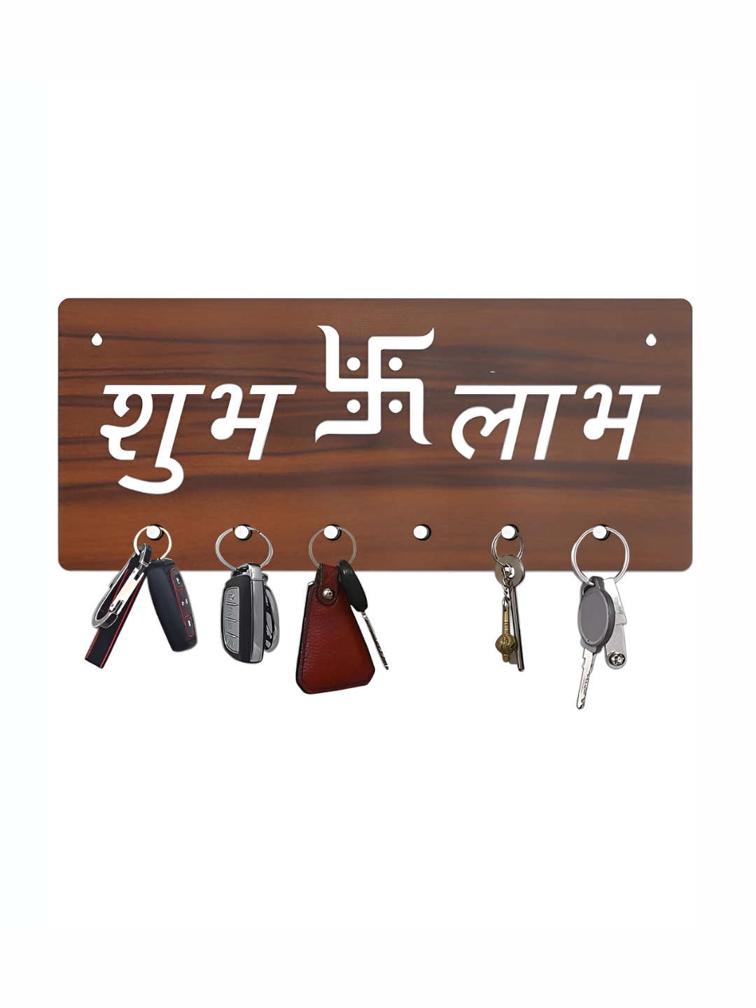 

CVANU Brown & White Patterned Wooden Key Holders