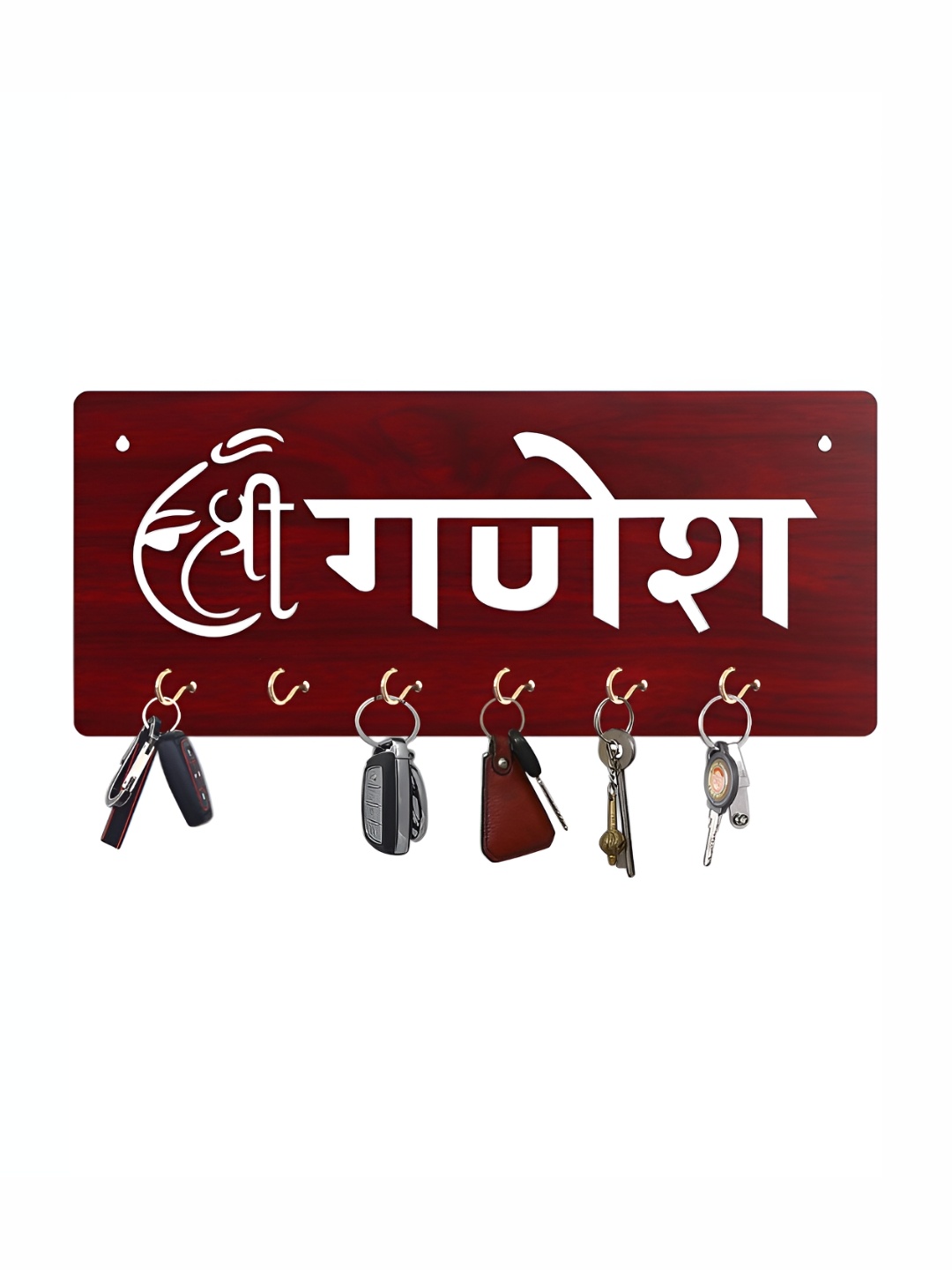 

CVANU Brown & White Patterned Wooden Key Holders
