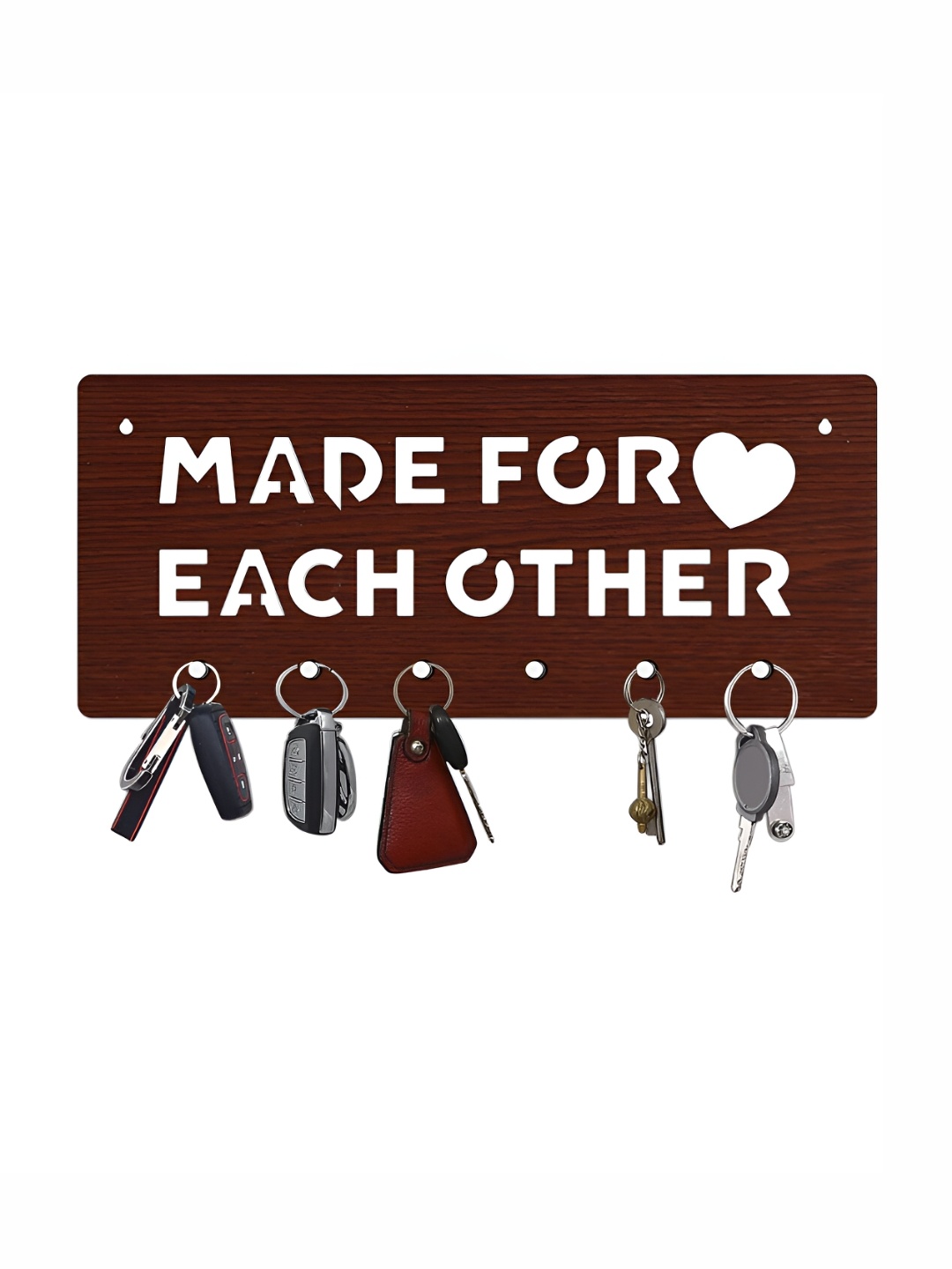 CVANU Brown & White Patterned Wooden Key Holders