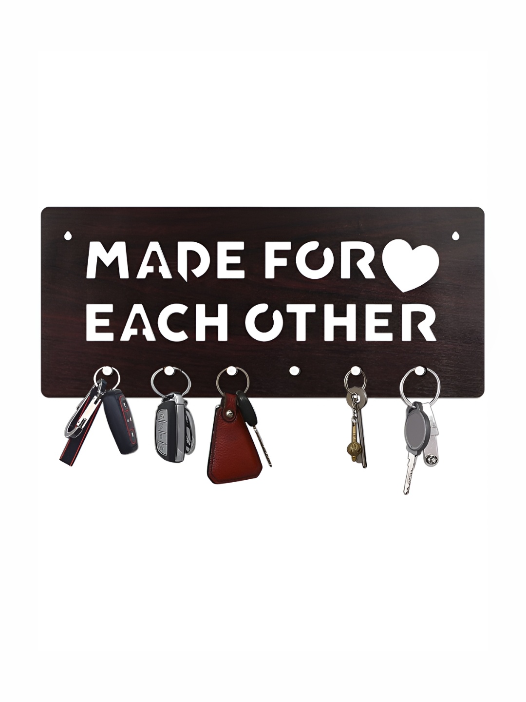 CVANU Brown & White Patterned Wooden Key Holders
