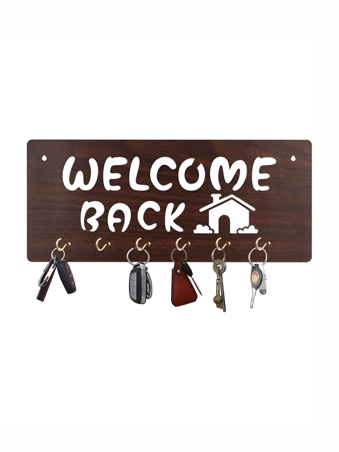 

CVANU Brown & White Patterned Wooden Key Holders