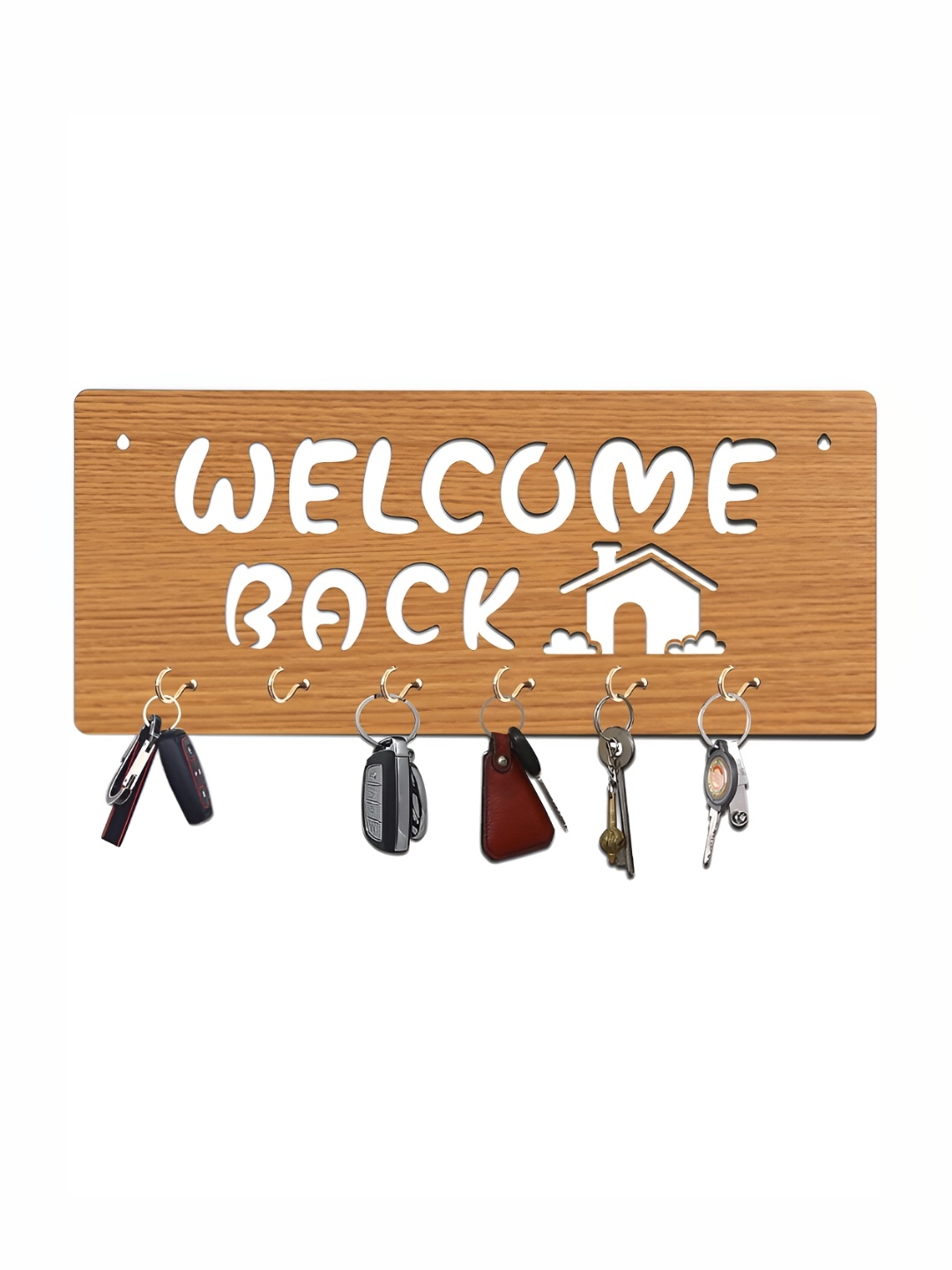 

CVANU Brown & White Patterned Wooden Key Holders