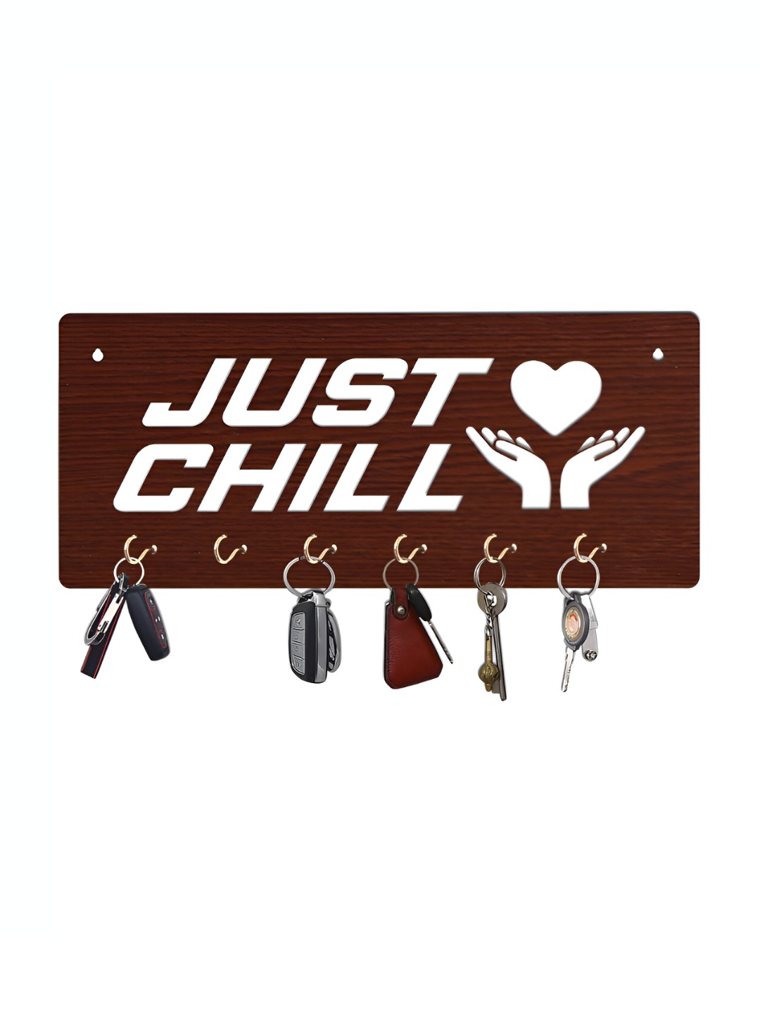 

CVANU Brown & White Patterned Wooden Key Holders