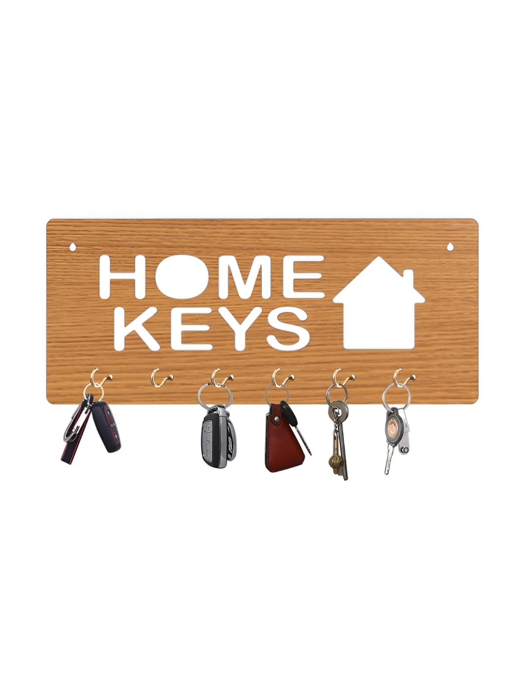 

CVANU Brown & White Patterned Wooden Key Holders