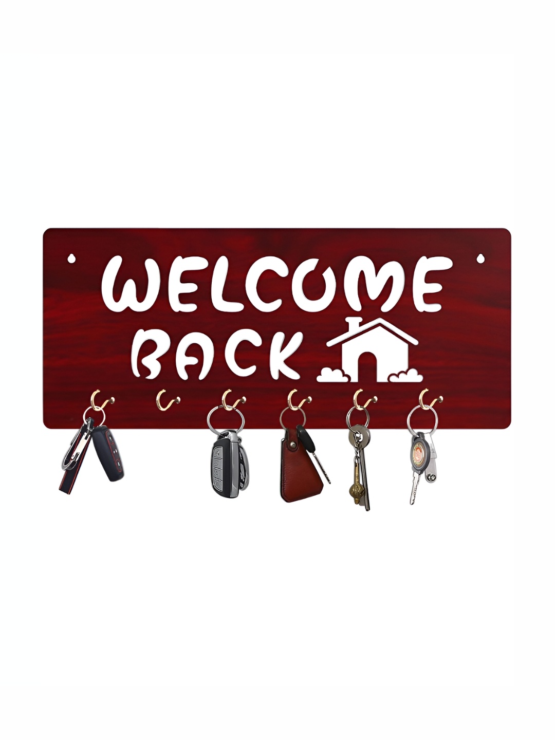

CVANU Brown & White Patterned Wooden Key Holders