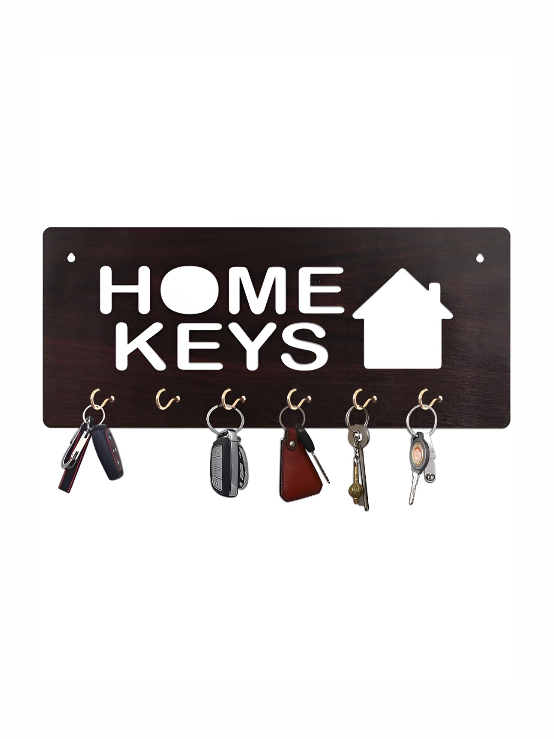 

CVANU Brown & White Patterned Wooden Key Holders