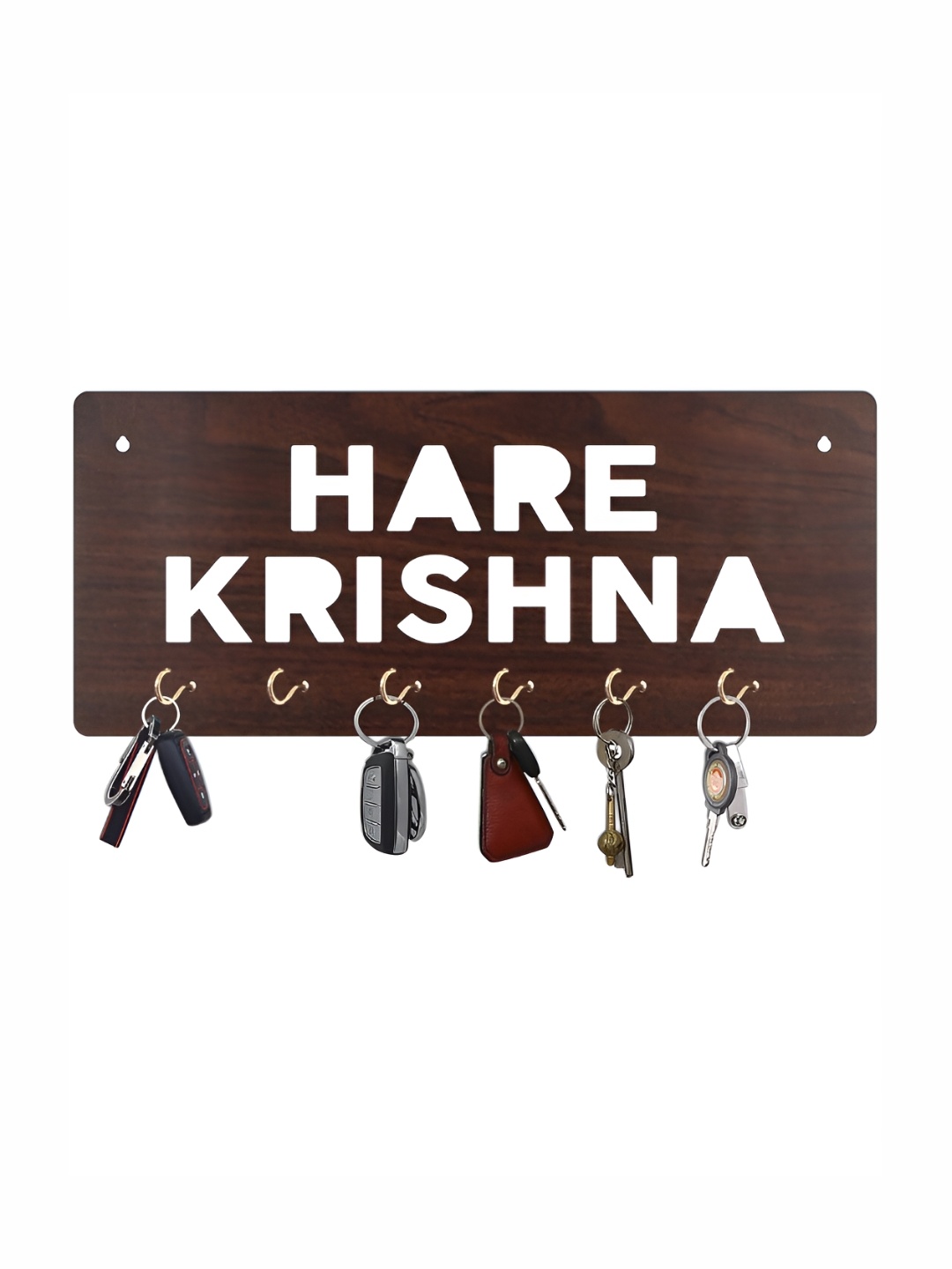 

CVANU Brown & White Patterned Wooden Key Holders
