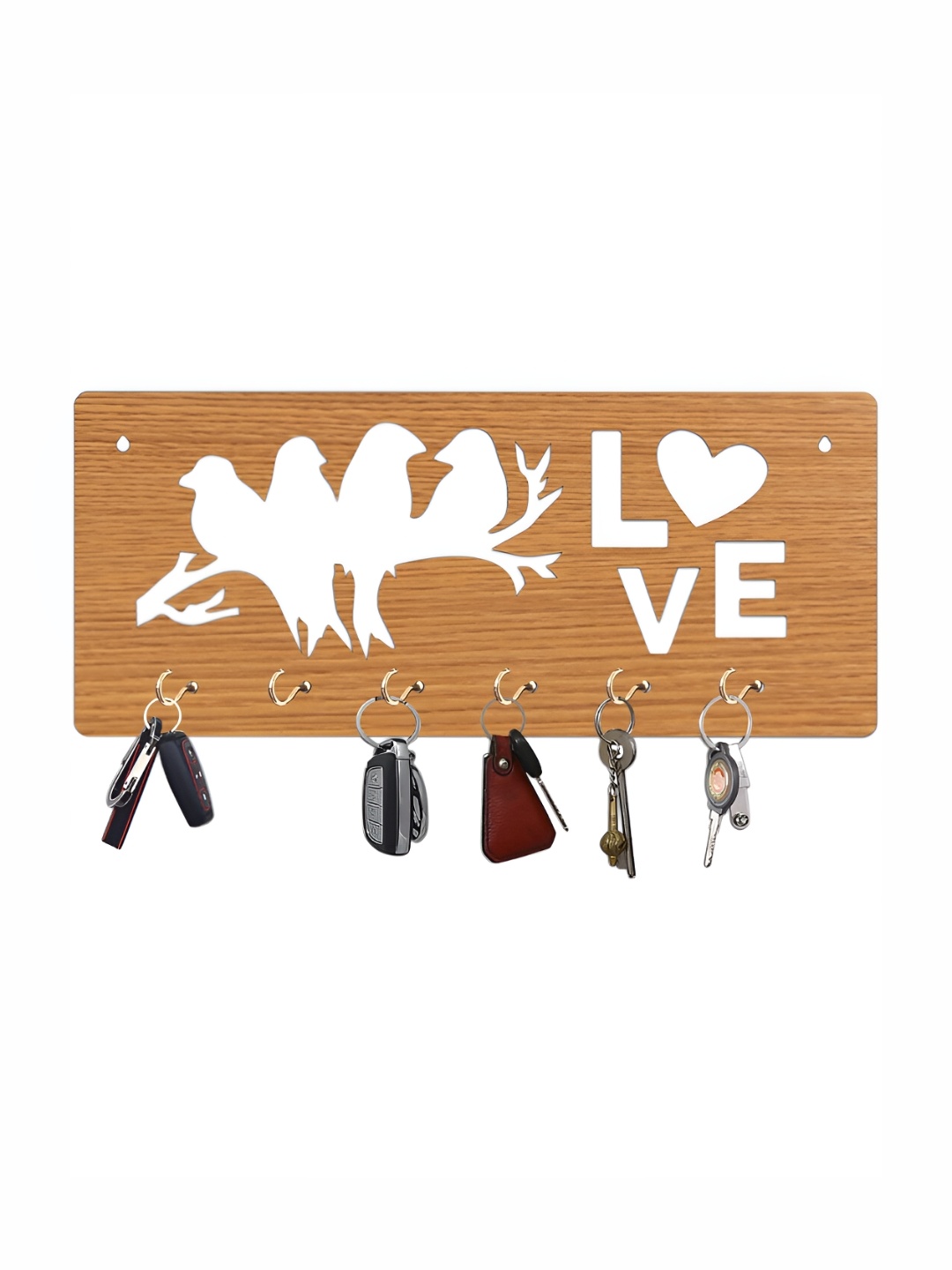 

CVANU Brown & White Patterned Wooden Key Holders