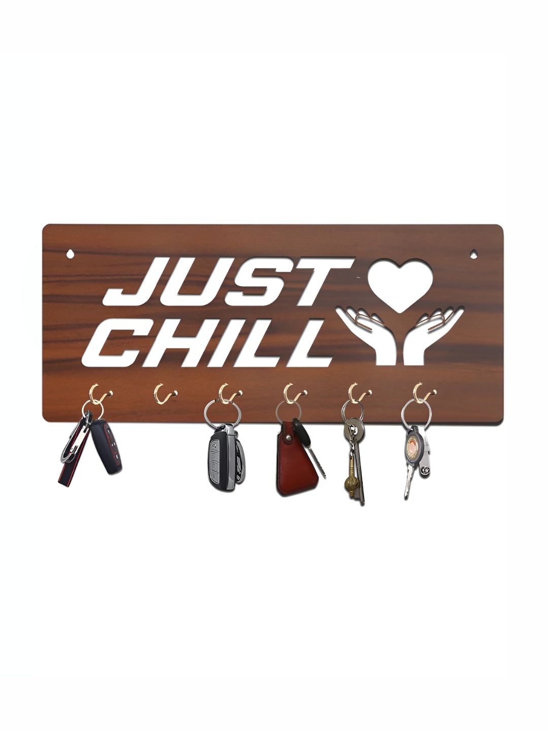 CVANU Brown & White Patterned Wooden Key Holders
