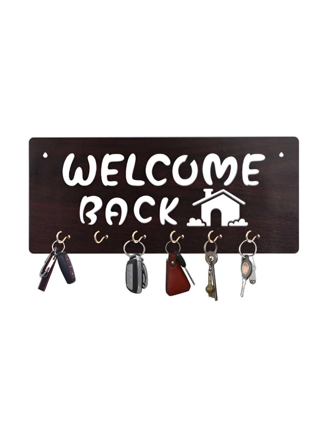 

CVANU Brown & White Patterned Wooden Key Holders