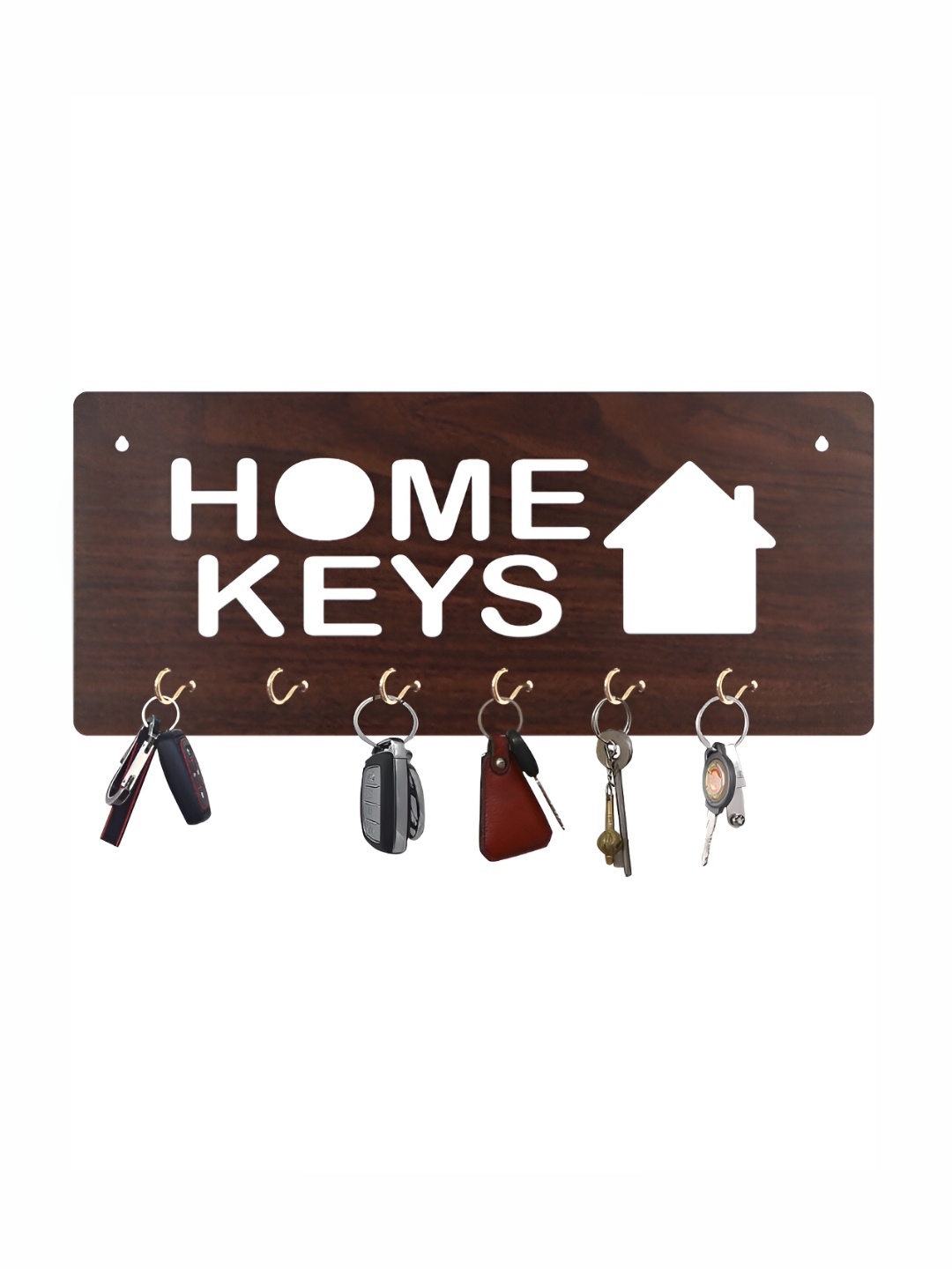 CVANU Brown & White Patterned Wooden Key Holders