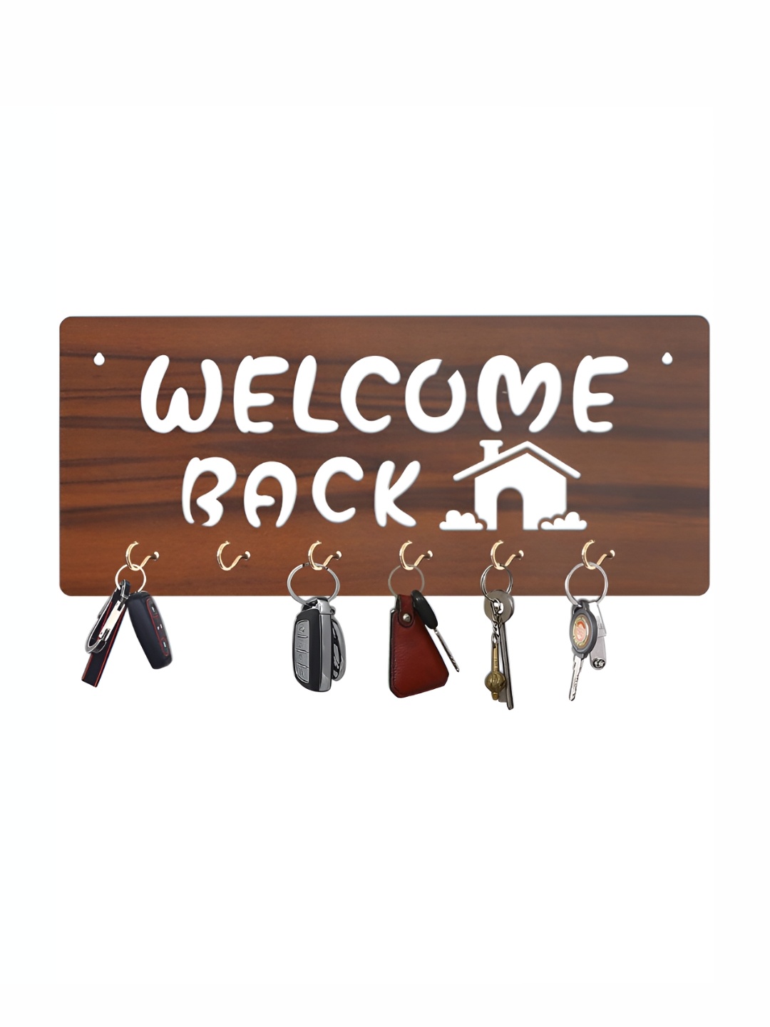 

CVANU Brown & White Patterned Wooden Key Holders