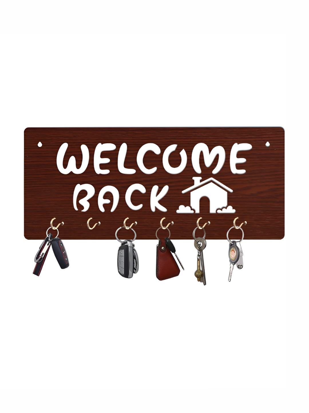 

CVANU Brown & White Patterned Wooden Key Holders