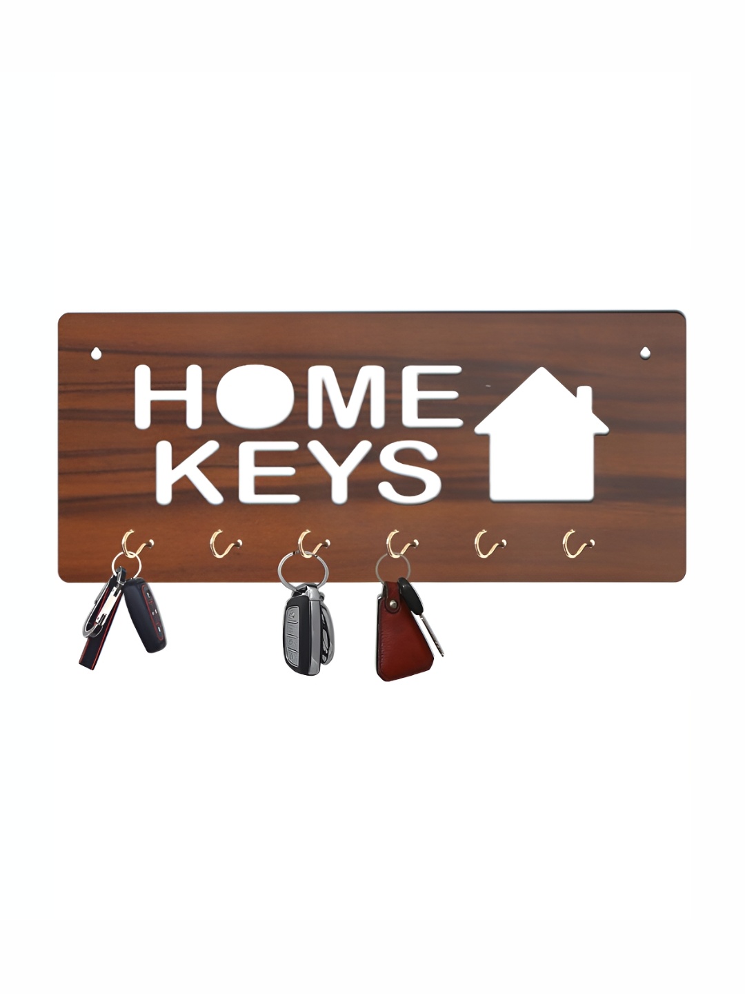 

CVANU Brown & White Patterned Wooden Key Holders