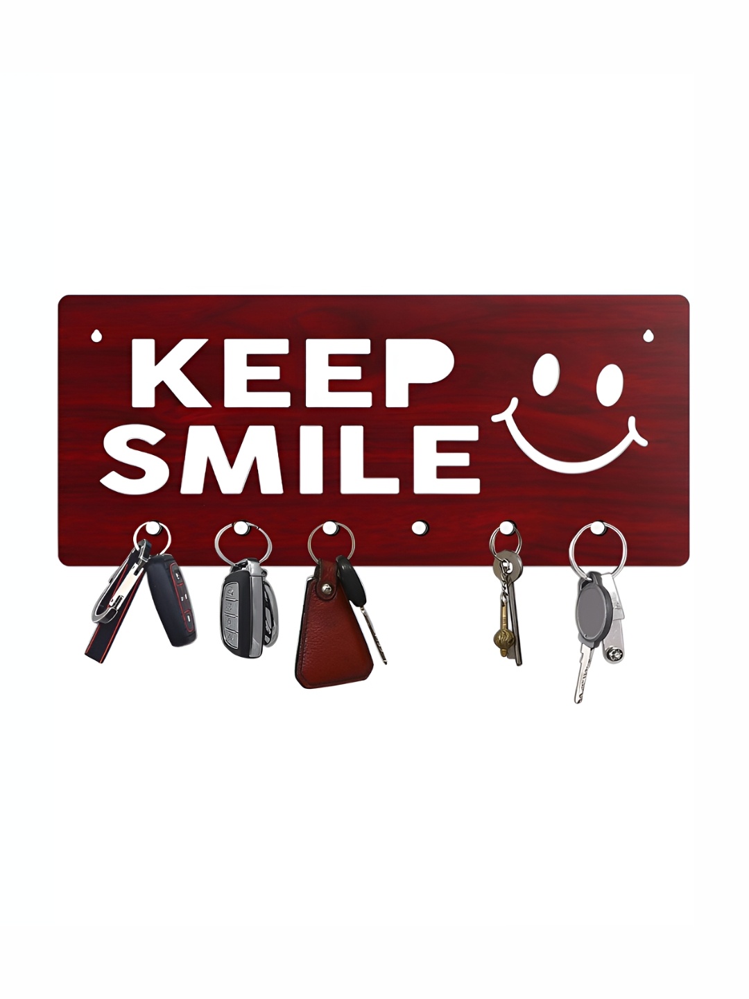 

CVANU Brown Patterned Wooden 6 Hooks Key Holders