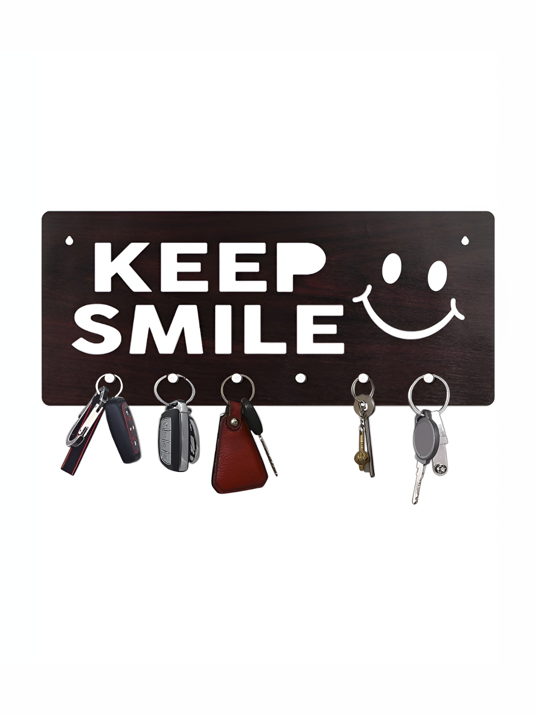 

CVANU Brown Patterned Wooden 6 Hooks Key Holders