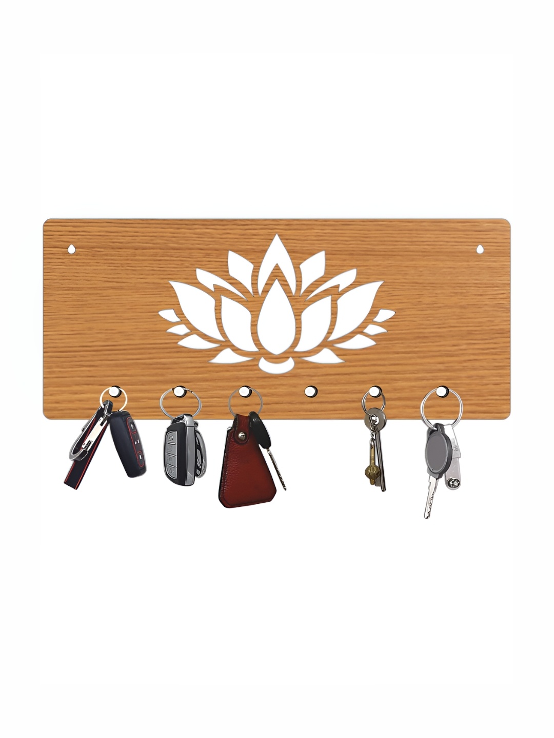 

CVANU Brown Patterned Wooden 6 Hooks Key Holders