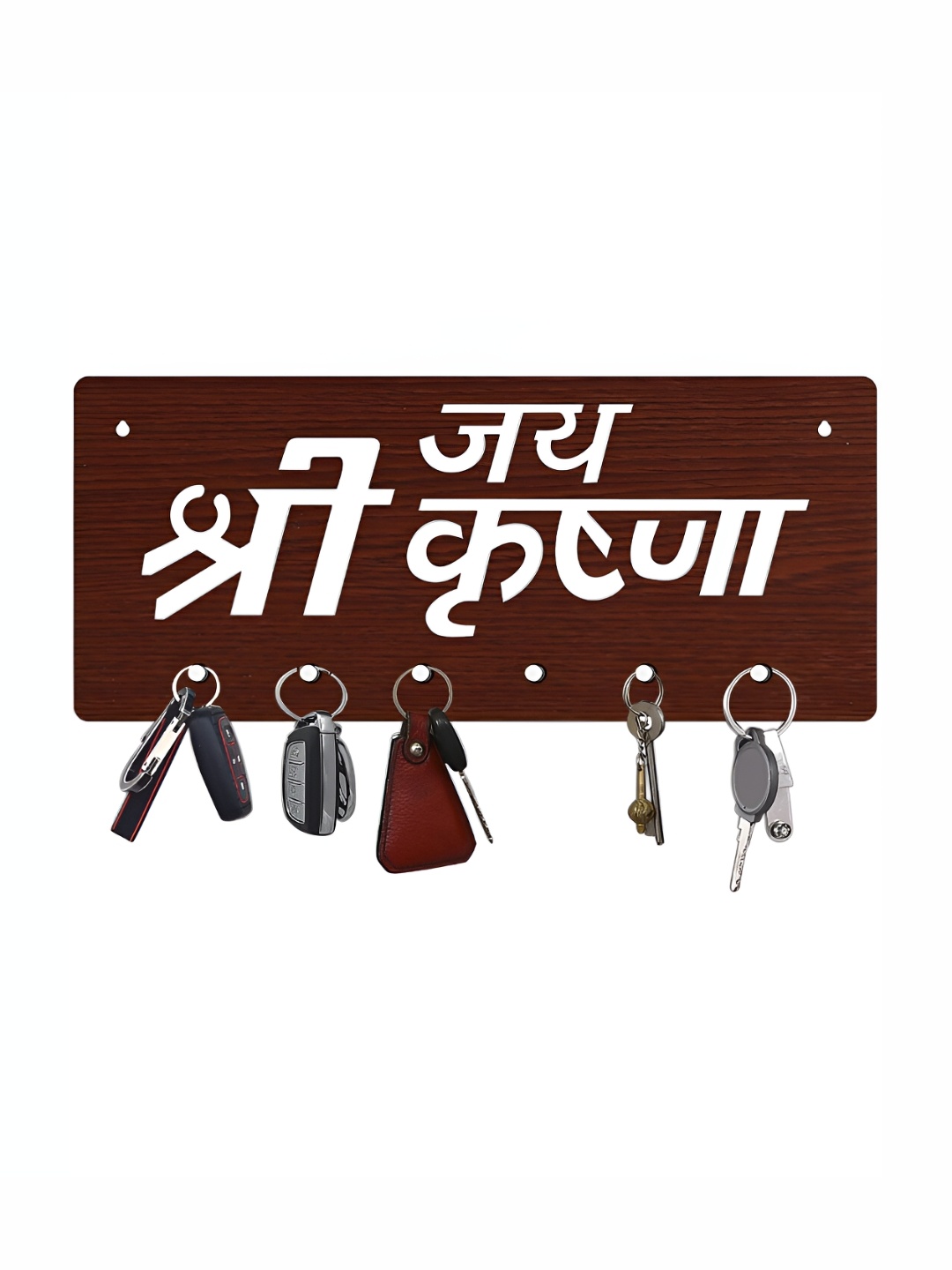 

CVANU Brown Patterned Wooden 6 Hooks Key Holders