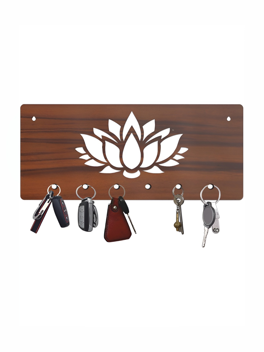 CVANU Brown Patterned Wooden 6 Hooks Key Holders