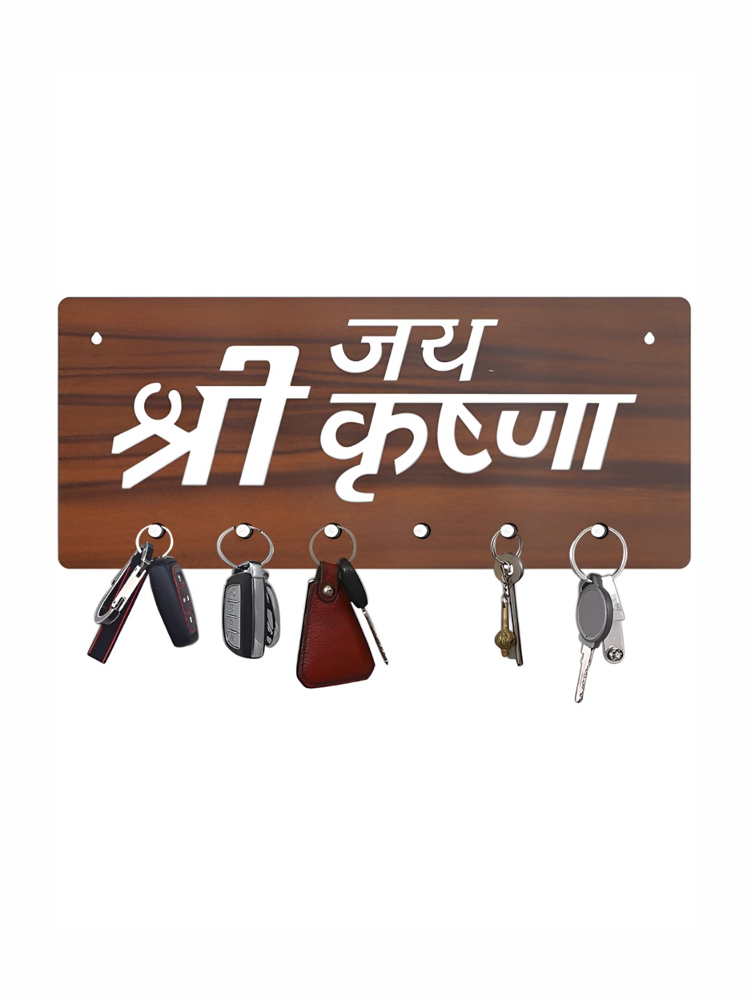 

CVANU Brown Patterned Wooden 6 Hooks Key Holders