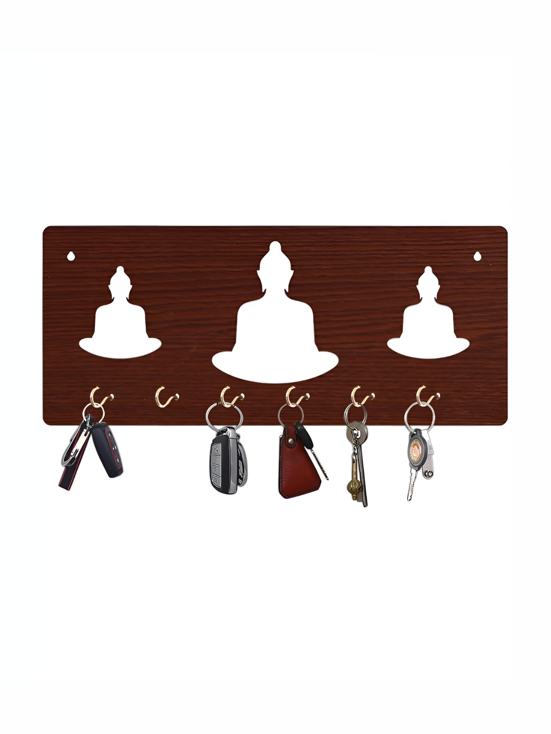 

CVANU Brown Patterned Wooden 6 Hooks Key Holders